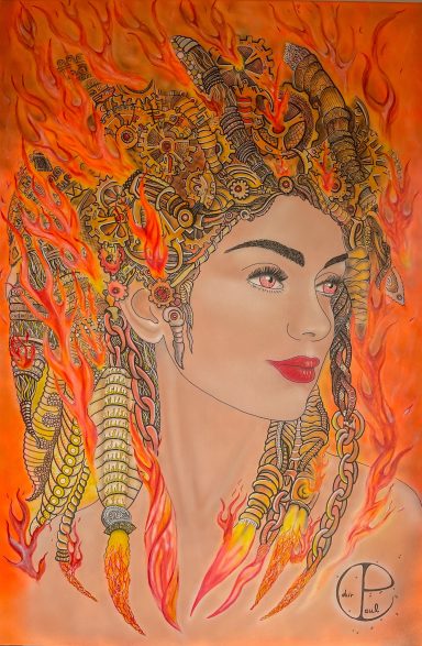 Fire Spirit Fire Spirit original artwork by Pavlos Tatsis from the Mechanic Deities Series.
