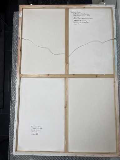 Back view of Mechanic Muse — The Origin of Creation showing the artwork construction