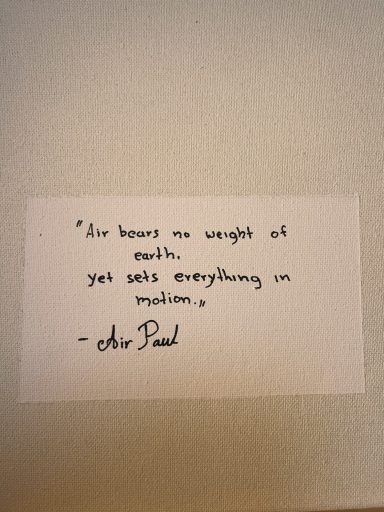 Handwritten back inscription on Airborne Deity — The Breath of the Infinite by Pavlos Tatsis